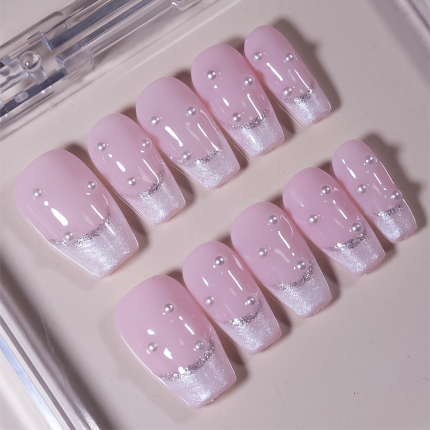 Coffin French Tip Stunning Pearl